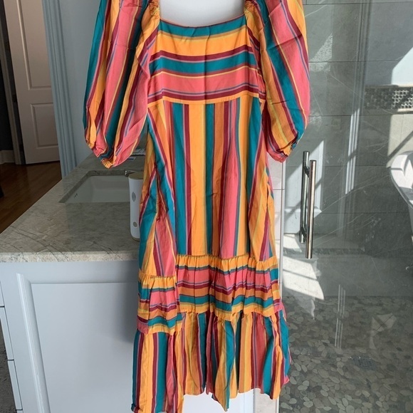 Farm Rio Rainbow Stripe Midi Dress - Picture 11 of 13
